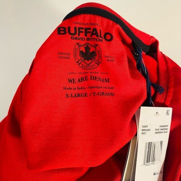 STUNNING! Buffalo David Bitton Sleeve Arandano Rojo Tee(90) - Picture 5 of 11